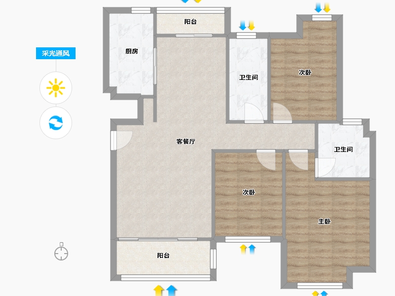 广东省-珠海市-华发依山郡-90.00-户型库-采光通风