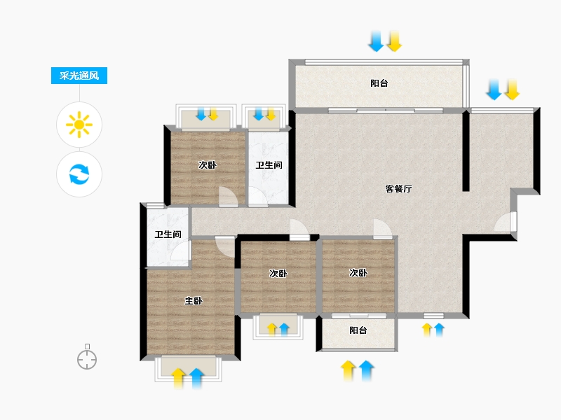 广西壮族自治区-来宾市-裕达桂中府-105.60-户型库-采光通风