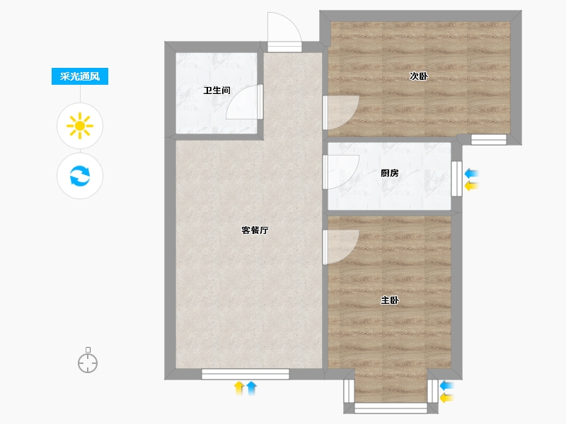 内蒙古自治区-包头市-北梁新区西一区-东区-52.16-户型库-采光通风