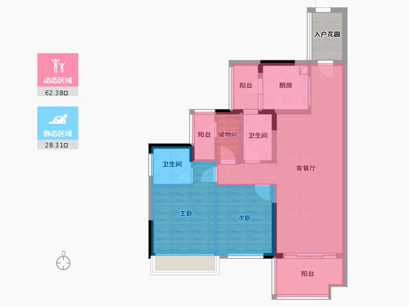 广东省-韶关市-碧桂园江兰樾-86.40-户型库-动静分区