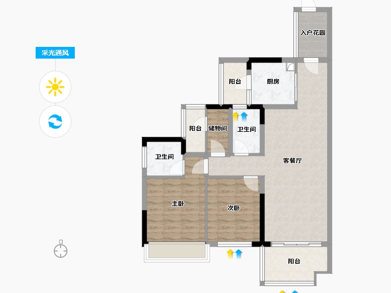 广东省-韶关市-碧桂园江兰樾-86.40-户型库-采光通风