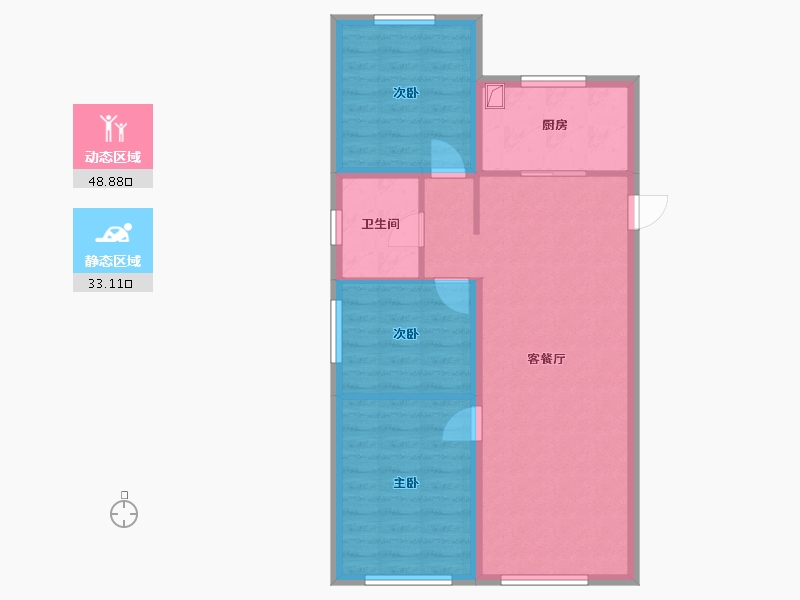 内蒙古自治区-呼和浩特市-万锦云锦-82.00-户型库-动静分区