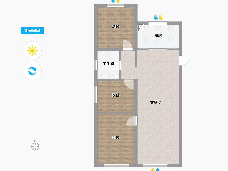 内蒙古自治区-呼和浩特市-万锦云锦-82.00-户型库-采光通风