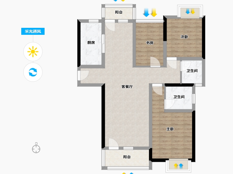 湖北省-武汉市-东湖风光-93.60-户型库-采光通风