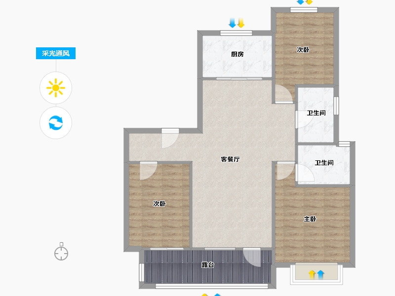 山东省-潍坊市-中南保利樾府-100.91-户型库-采光通风