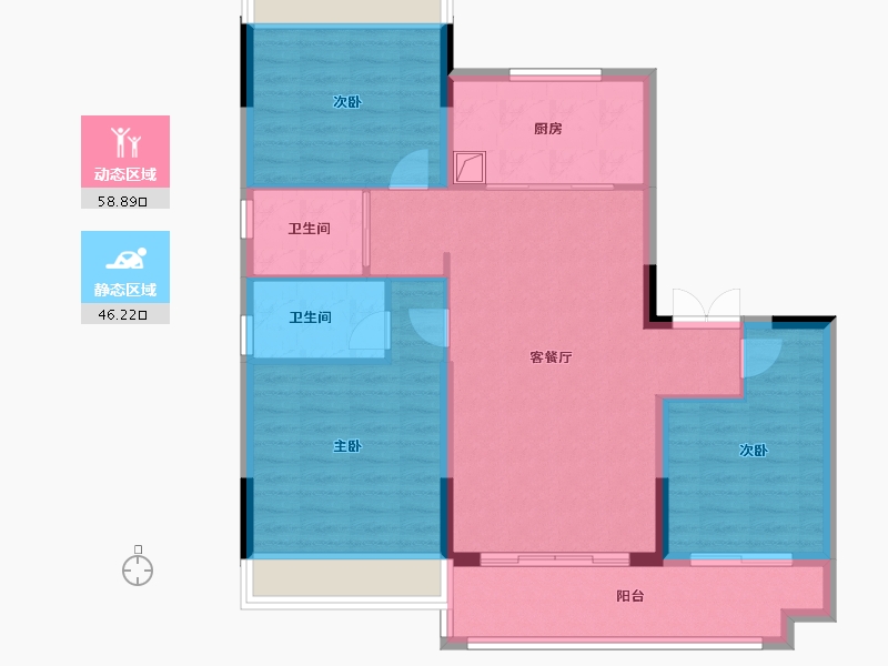 江苏省-南通市-鹤城碧桂园-95.04-户型库-动静分区