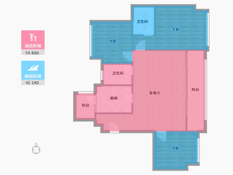 重庆-重庆市-御景悦来源鹭一期-82.35-户型库-动静分区