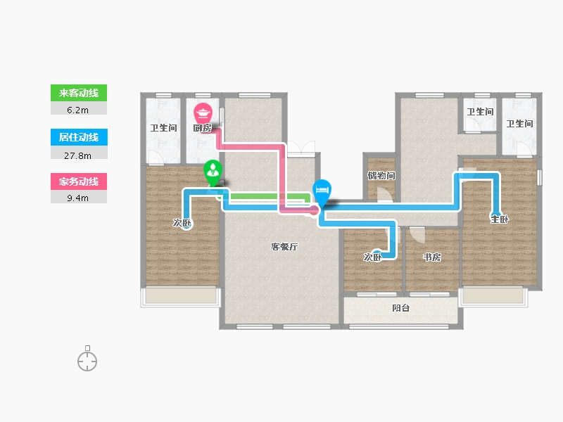 山东省-东营市-悦岛华庭-180.00-户型库-动静线