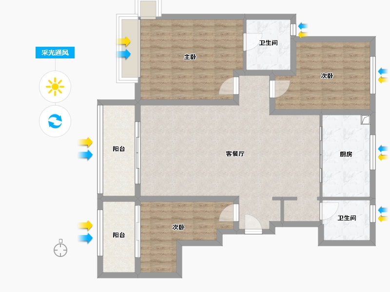 山东省-济南市-龙湖春江悦茗-105.66-户型库-采光通风