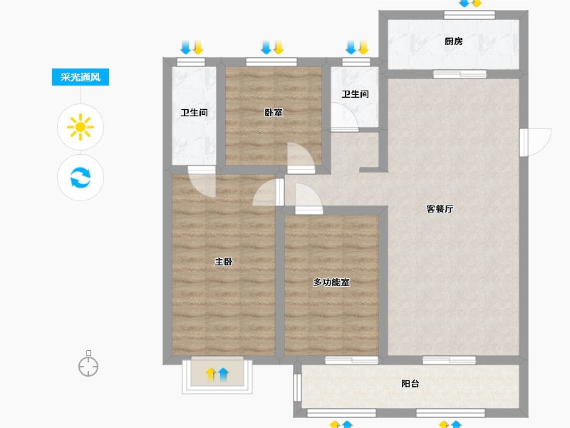 河北省-石家庄市-厚德中央锦城-104.29-户型库-采光通风