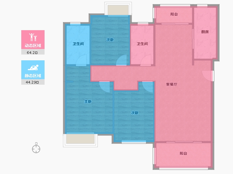 江西省-九江市-富力尚悦居-100.91-户型库-动静分区