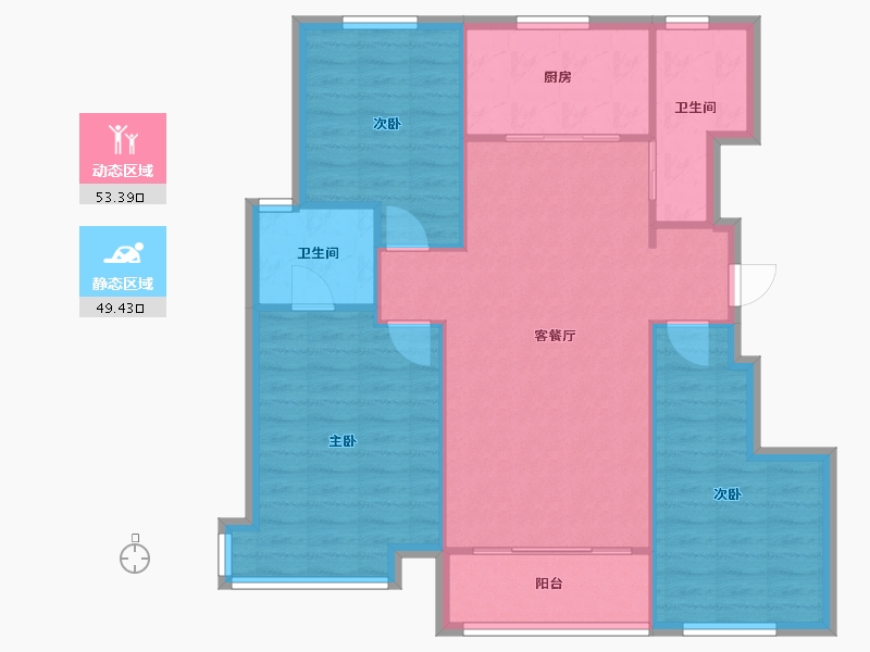 山东省-济南市-龙湖春江悦茗-98.46-户型库-动静分区