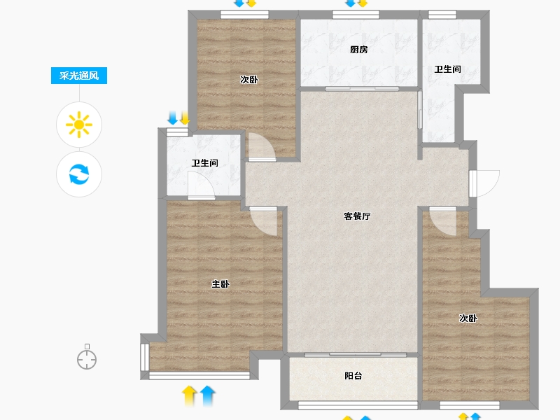 山东省-济南市-龙湖春江悦茗-98.46-户型库-采光通风