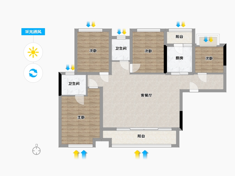 四川省-南充市-优品道曦岸峰景-109.80-户型库-采光通风