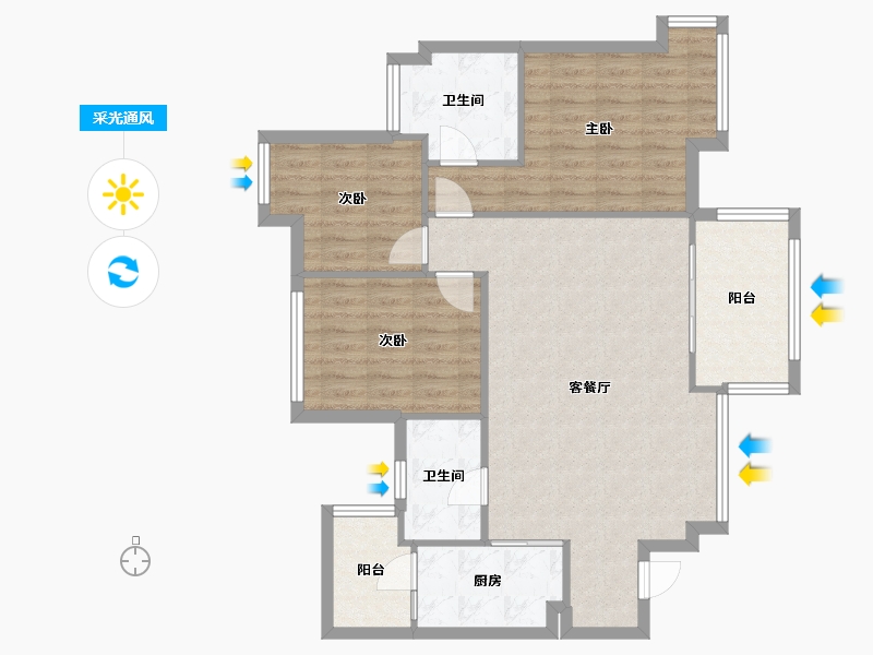 四川省-成都市-中海右岸-1期-81.70-户型库-采光通风