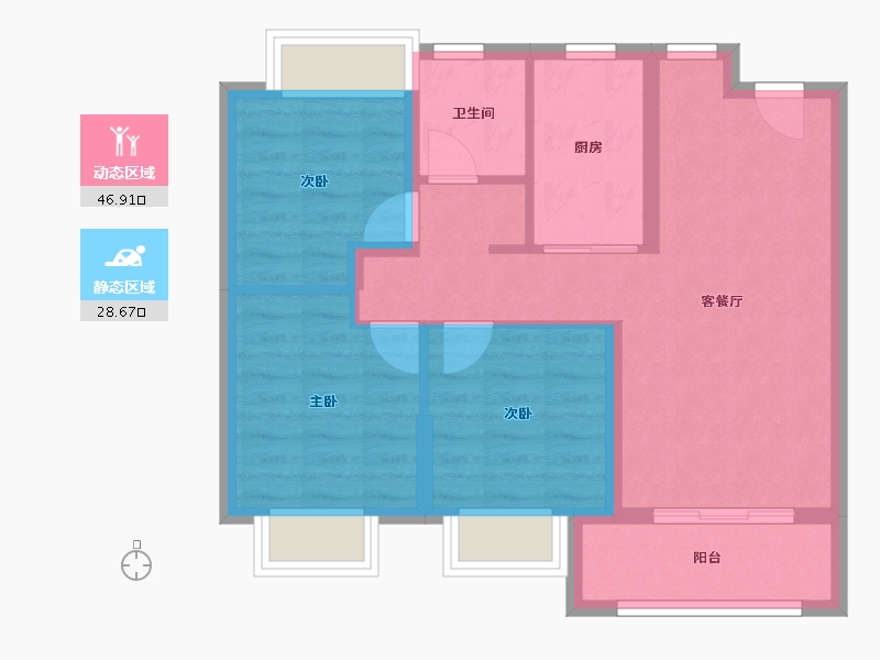 湖北省-武汉市-临空港新城还建小区-75.60-户型库-动静分区