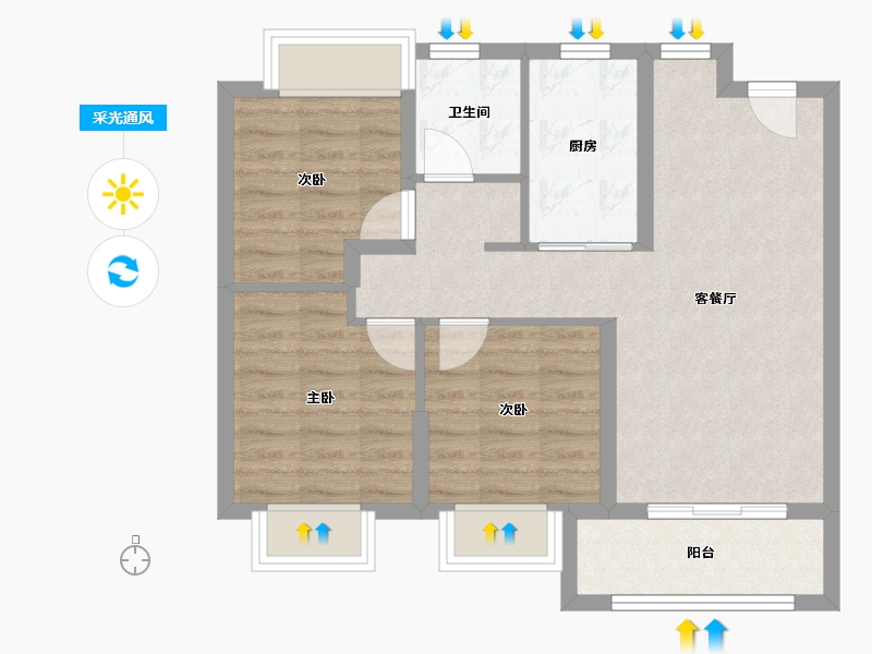 湖北省-武汉市-临空港新城还建小区-75.60-户型库-采光通风