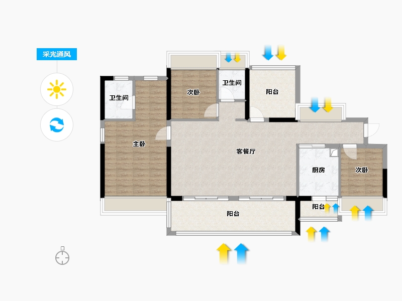 广东省-惠州市-泰丰牧马湖-124.00-户型库-采光通风