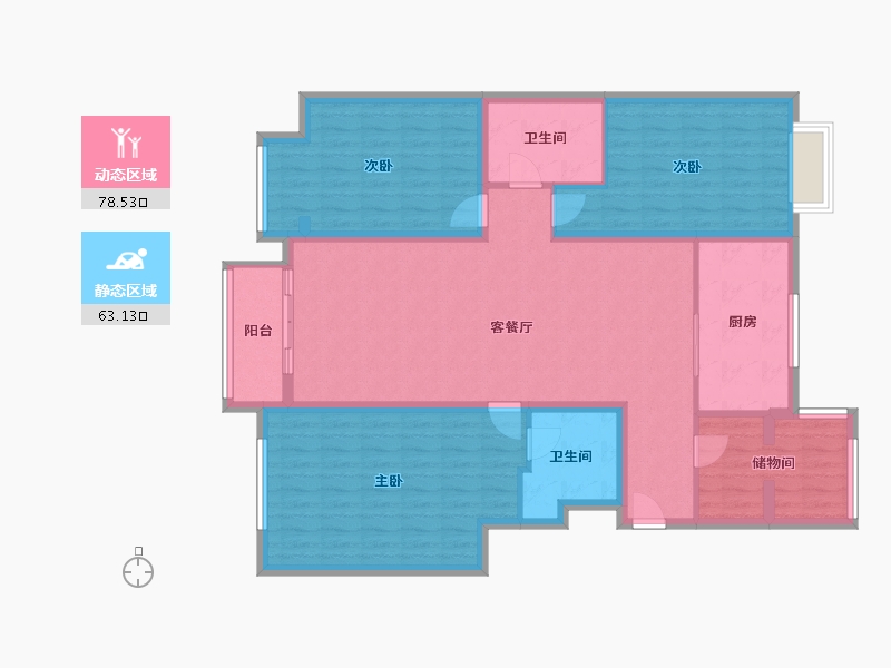 北京-北京市-开阳里小区-五区-135.20-户型库-动静分区