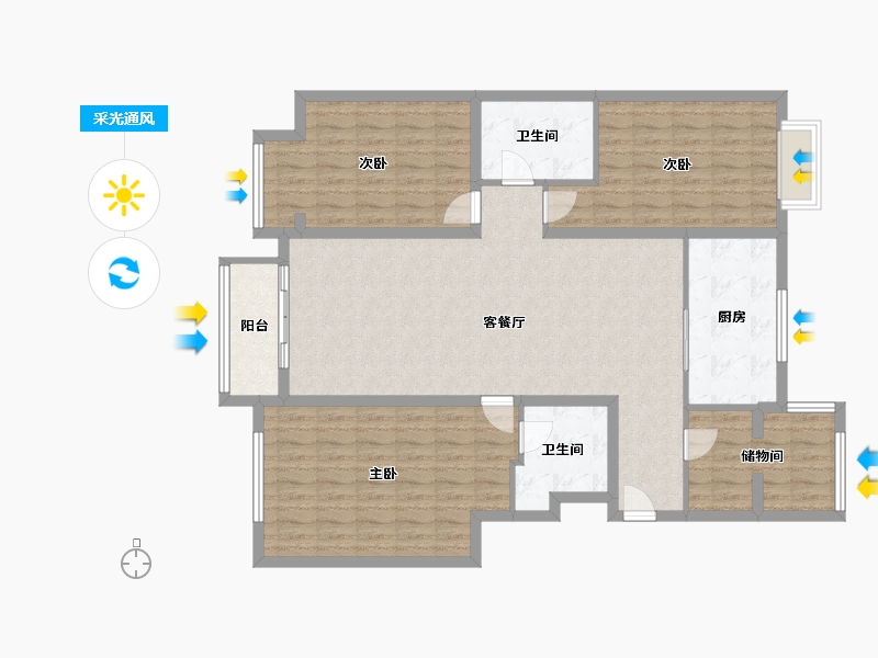 北京-北京市-开阳里小区-五区-135.20-户型库-采光通风