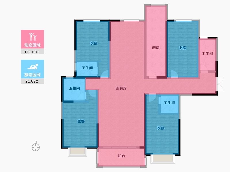 甘肃省-临夏回族自治州-临夏新辉翡翠华庭-182.69-户型库-动静分区