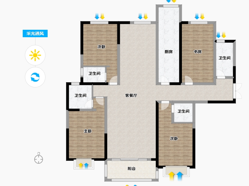 甘肃省-临夏回族自治州-临夏新辉翡翠华庭-182.69-户型库-采光通风