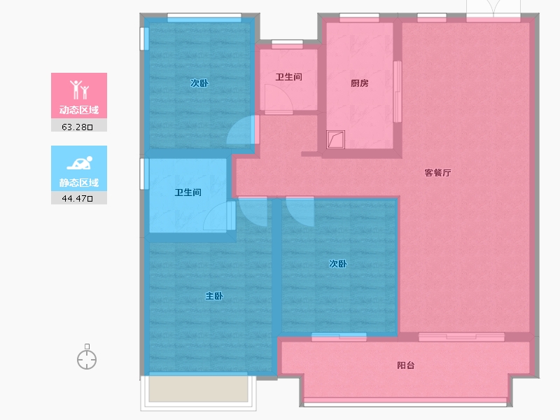 安徽省-阜阳市-吾悦璟府-96.38-户型库-动静分区