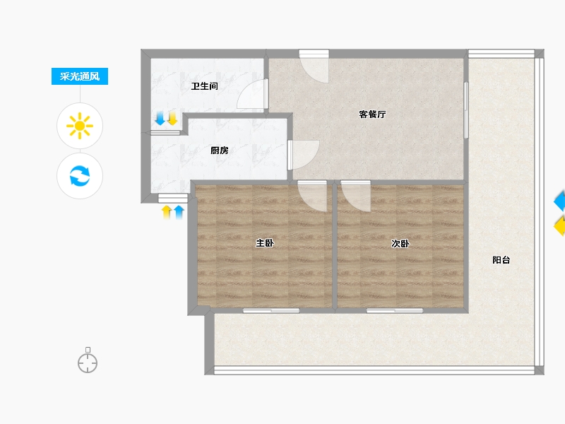 四川省-成都市-天鹅湖北苑-65.29-户型库-采光通风