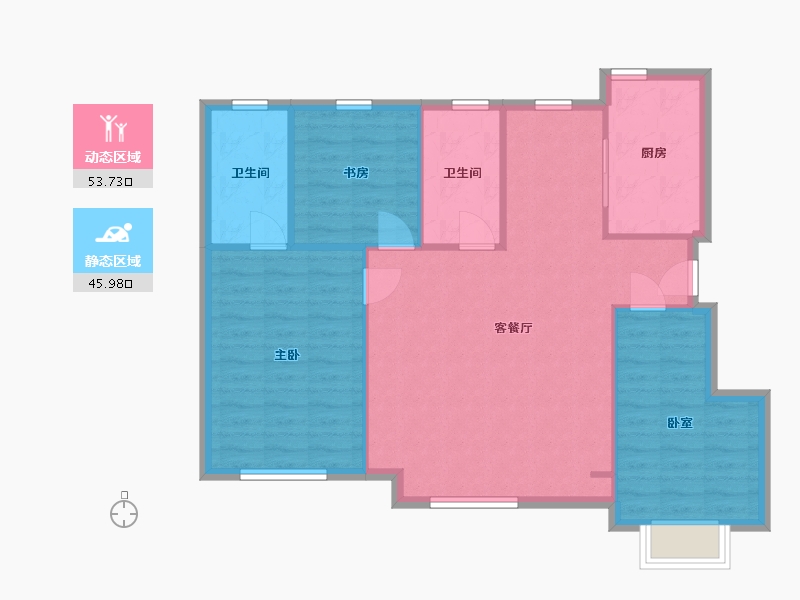 辽宁省-大连市-大连万达体育新城-C区-96.00-户型库-动静分区