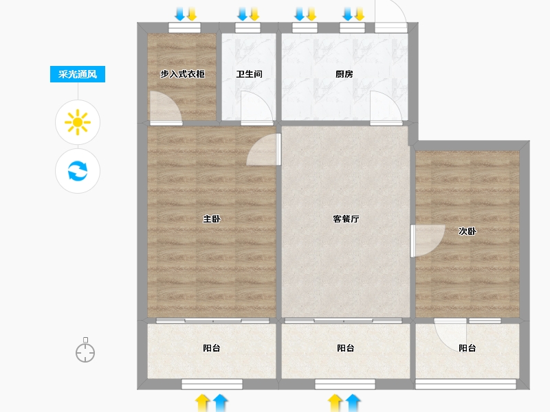 上海-上海市-北岭园-106号楼-55.06-户型库-采光通风