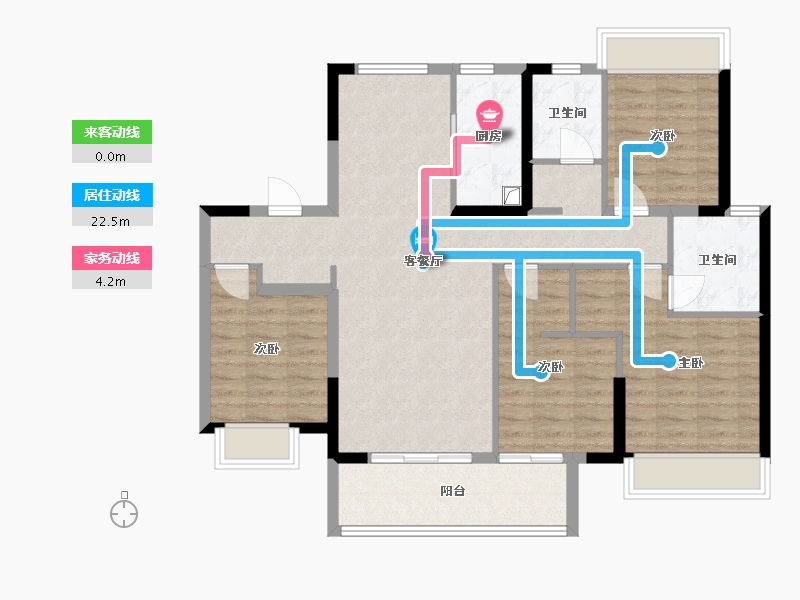 江苏省-扬州市-江山赋-106.98-户型库-动静线