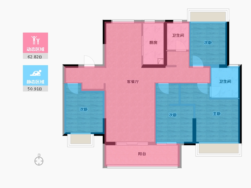 江苏省-扬州市-江山赋-106.98-户型库-动静分区