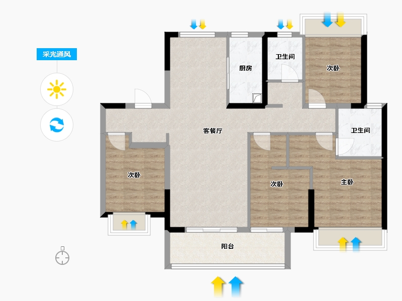 江苏省-扬州市-江山赋-106.98-户型库-采光通风