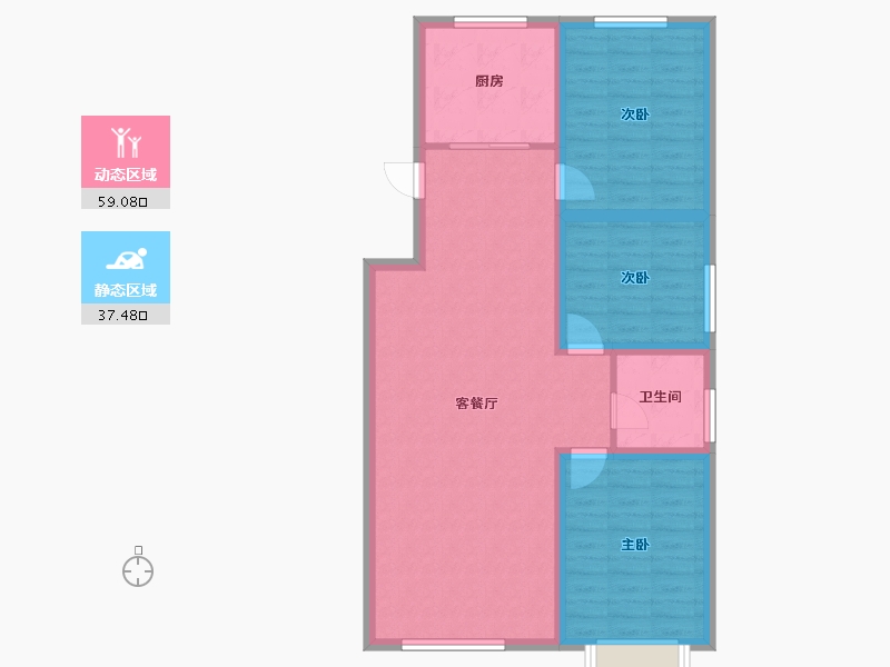 内蒙古自治区-乌海市-裕华庭苑-104.12-户型库-动静分区