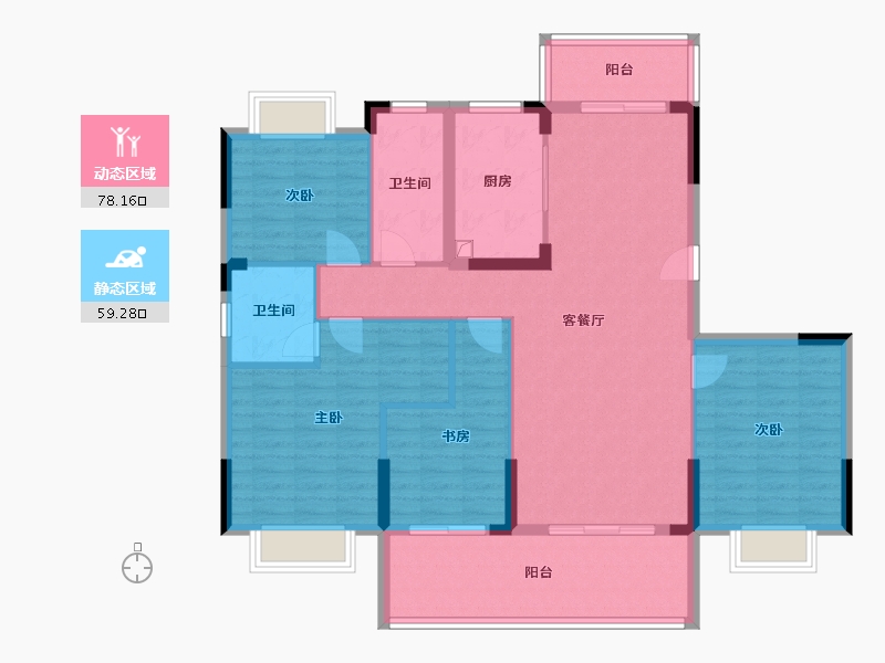 湖北省-咸宁市-洁丽雅龙栖蝶谷-137.00-户型库-动静分区