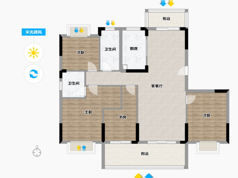 湖北省-咸宁市-洁丽雅龙栖蝶谷-137.00-户型库-采光通风