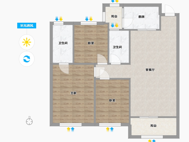 广东省-惠州市-石湾帝庭公馆-85.00-户型库-采光通风