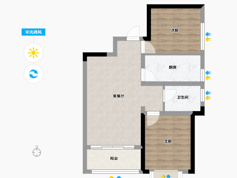 云南省-昆明市-富民印象上河图-65.00-户型库-采光通风