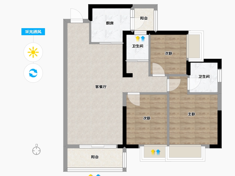 广西壮族自治区-梧州市-万达滨江城-78.40-户型库-采光通风