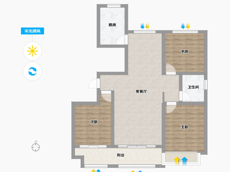 山东省-潍坊市-新安华府-100.72-户型库-采光通风