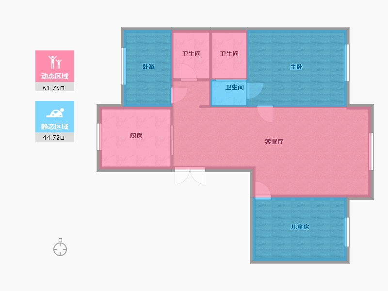 内蒙古自治区-呼伦贝尔市-和谐小区-105.20-户型库-动静分区