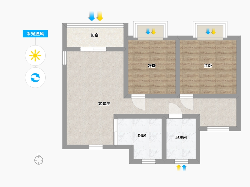 江苏省-苏州市-新世纪绿树湾-65.35-户型库-采光通风