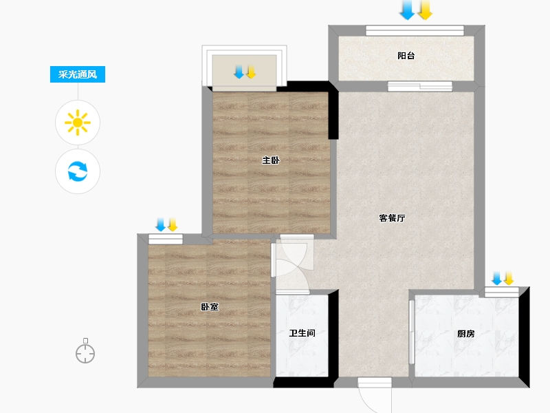 广东省-肇庆市-鸿益幸福湖畔-60.80-户型库-采光通风