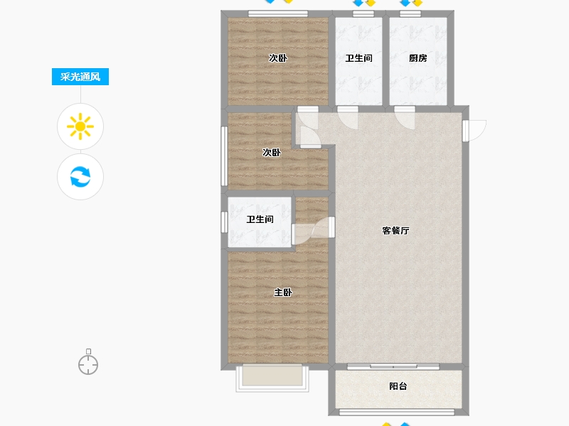 陕西省-渭南市-朝阳云著-107.60-户型库-采光通风