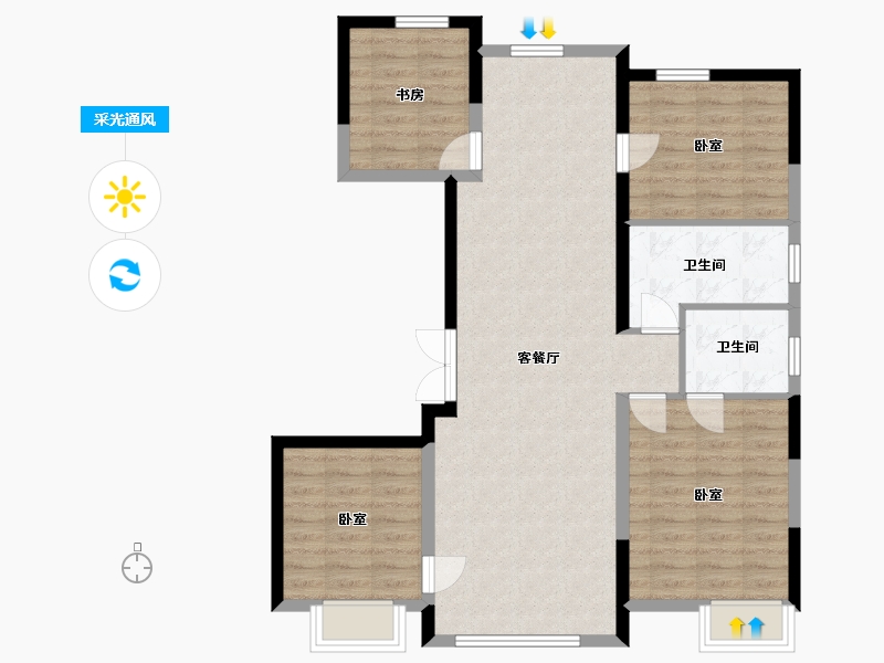 内蒙古自治区-通辽市-水墨嘉华-111.26-户型库-采光通风