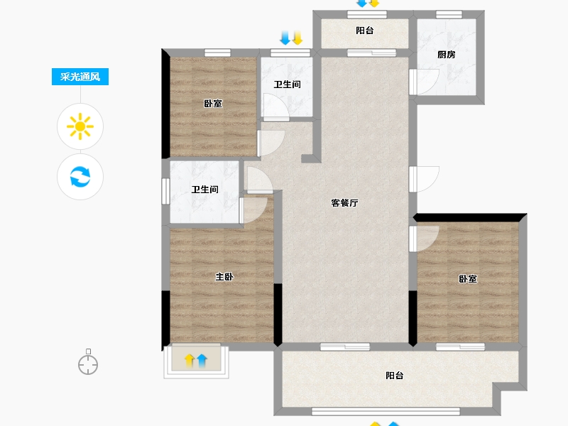 湖北省-咸宁市-咸宁壹号院-101.30-户型库-采光通风