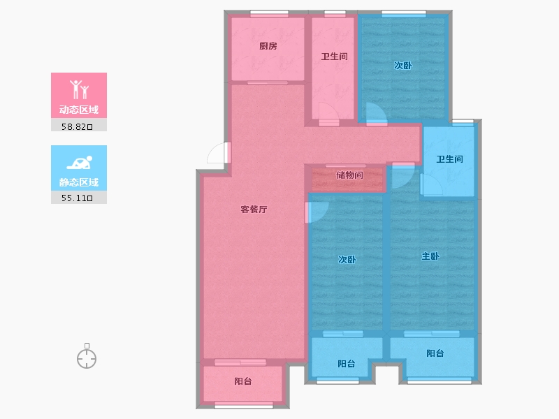 河北省-保定市-中廉良小区-100.80-户型库-动静分区