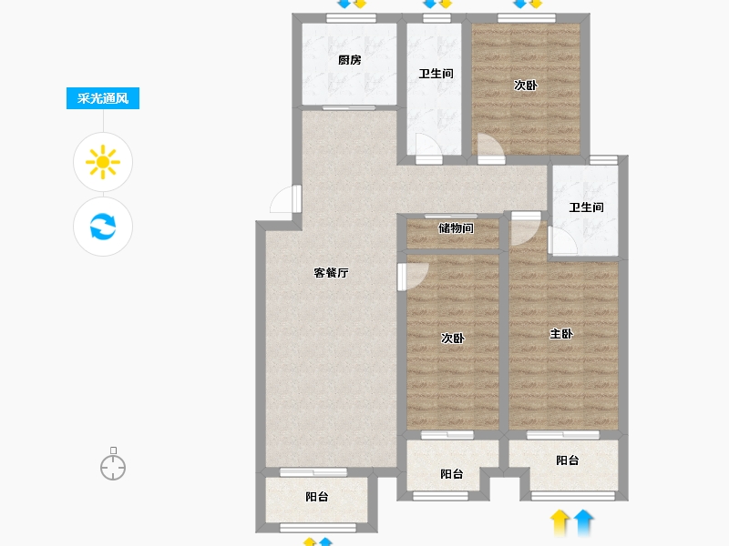 河北省-保定市-中廉良小区-100.80-户型库-采光通风