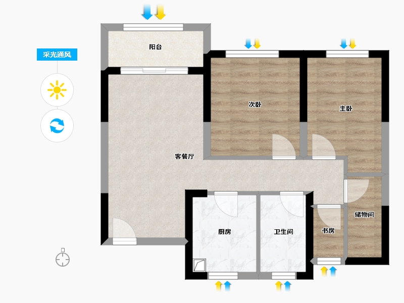 江苏省-盐城市-海铂花园-61.17-户型库-采光通风