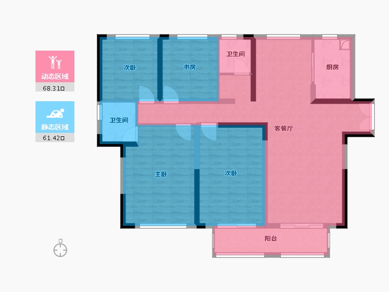 湖南省-长沙市-金塘-128.91-户型库-动静分区